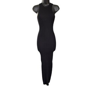 Meshki Knit Ribbed Bodycon Maxi Dress sz‎ XS Black